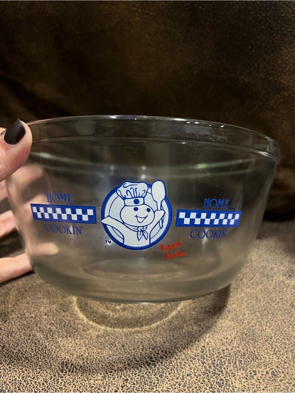 Vintage Pillsbury Doughboy Anchor Ovenware Glass Mixing Bowl 2.5 Qt